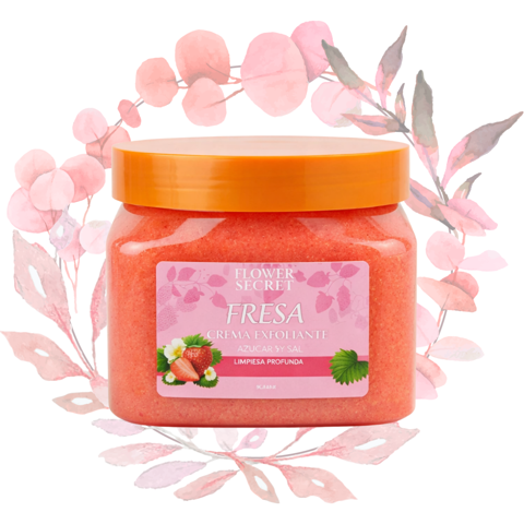 Exfoliante Azúcar Sal Orgánico Frutilla 500Ml Flower Secret