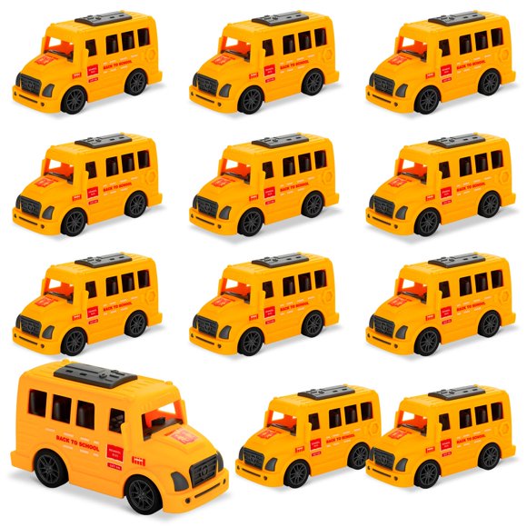 Mini autobús escolar LSLYHTC 14 cm, paquete de 12 juguetes de plástico
