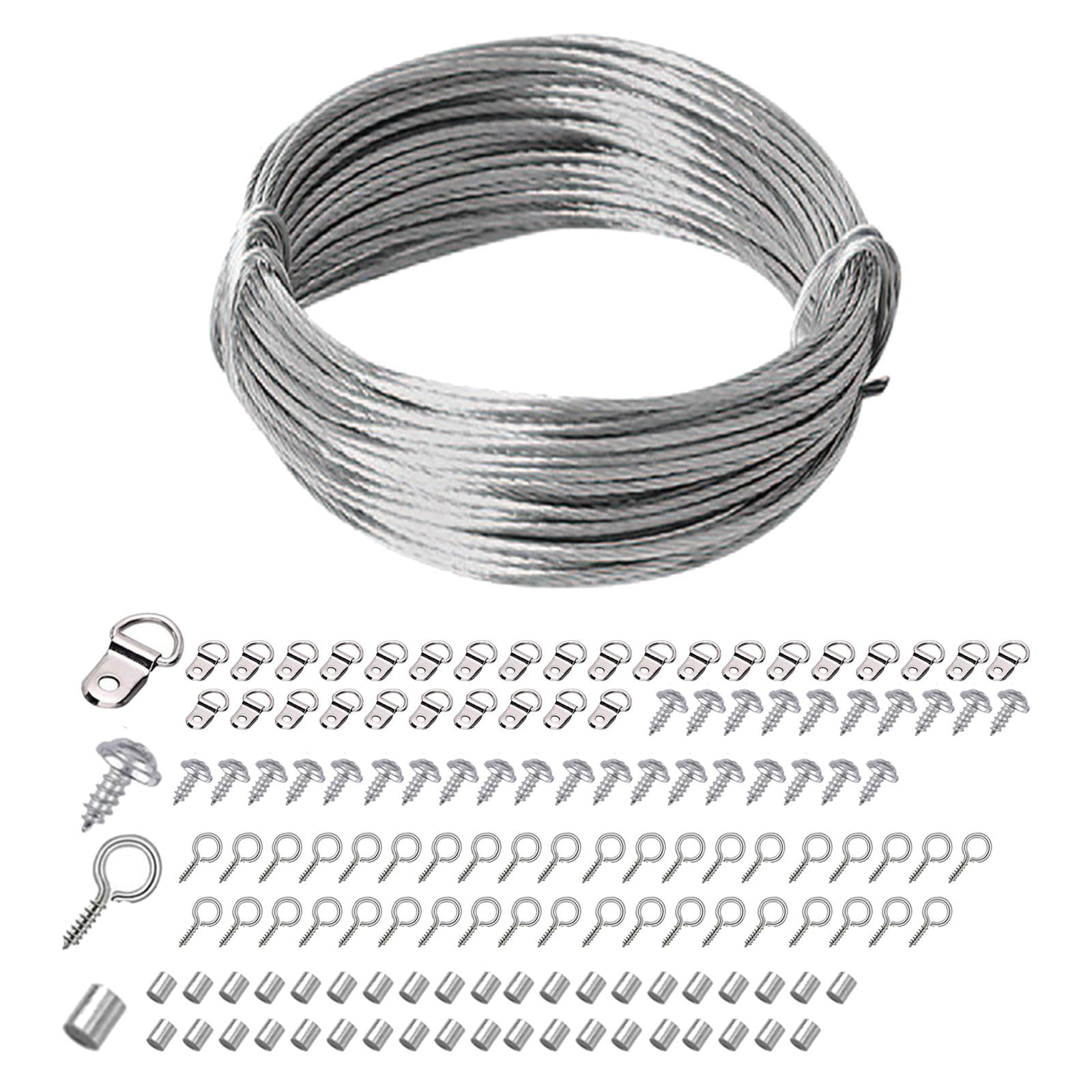 Magideal - Colgadores De Alambre Para Colgar Cuadros, Colgador De Marco De Fotos Multifunción De Alta Resistencia Con Tornillos Para Obras De Arte De Pinturas De Cable De 20m 141pcs