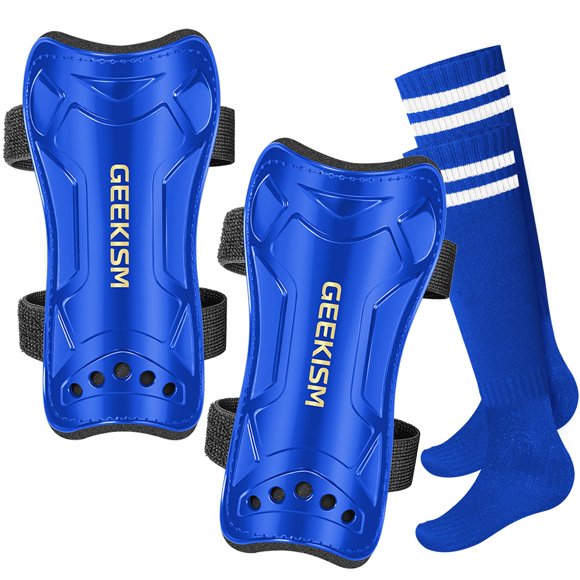 Espinilleras Geekism Juveniles Azul y Calcetines
