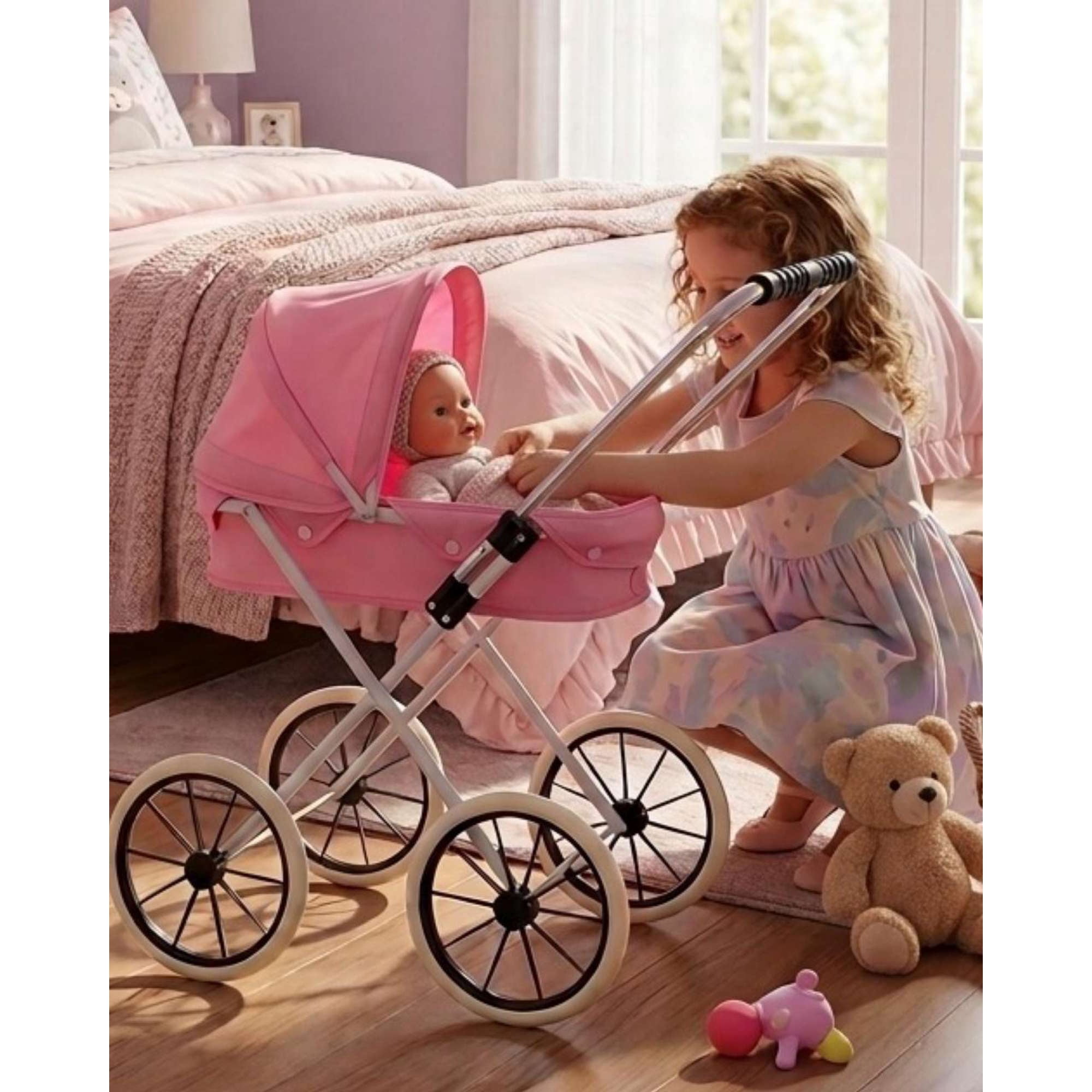 Mym Decohogar - Coche De Muñecas Infantil Estilo Clásico Y Funcional06