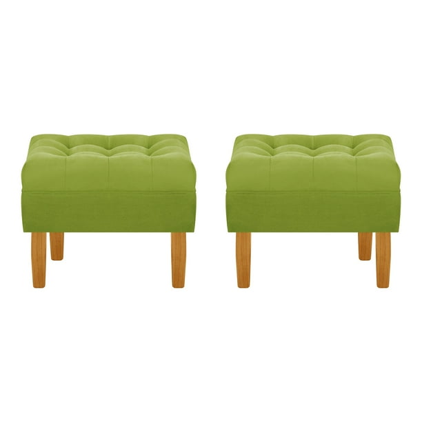 Set Pouf Wood 1c Felpa 04 Pistacho