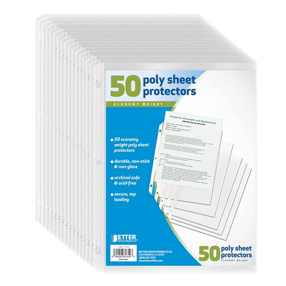 Protectores de sábanas Better Office Products 8.5 x 11 (paquete de 50)
