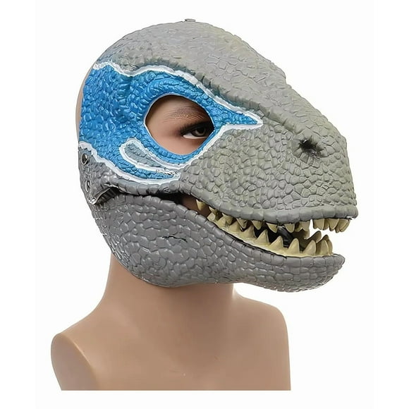 Máscara Infantil/adulto De Dinosaurio Mandíbula Móvil Blue Disfraz ,látex , Para Fiestas, Cumpleaños Y Cosplay