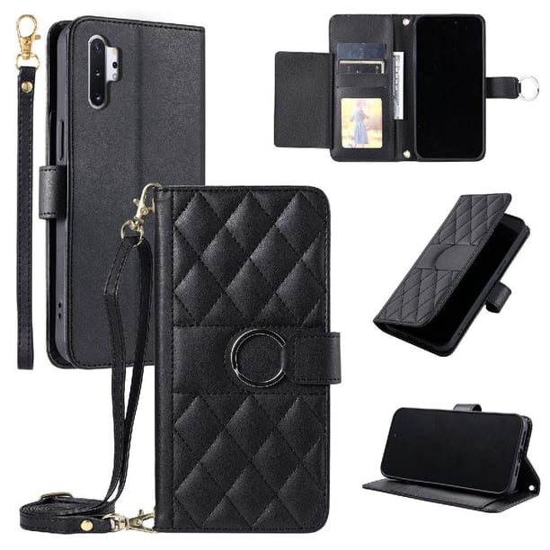 Funda tipo billetera FOXDOCK para Samsung Galaxy Note 10 Plus – Tapa abatible con correa para mujer