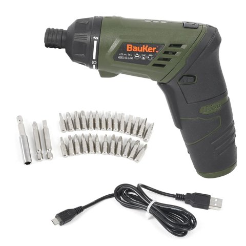Atornillador Inalambrico Bauker 4V + Accesorios