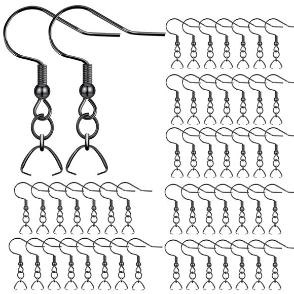 Ganchos para Pendientes MENKEY 50 piezas Acero Inoxidable Negro