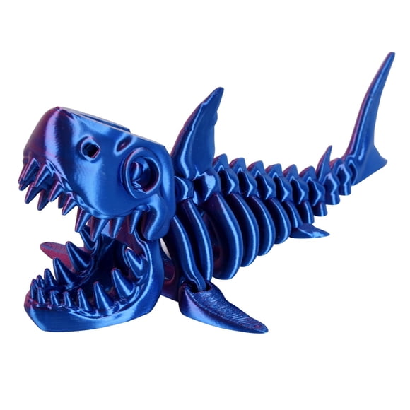 Shark Toy zumelio impreso en 3D de gran color blanco con esqueleto móvil