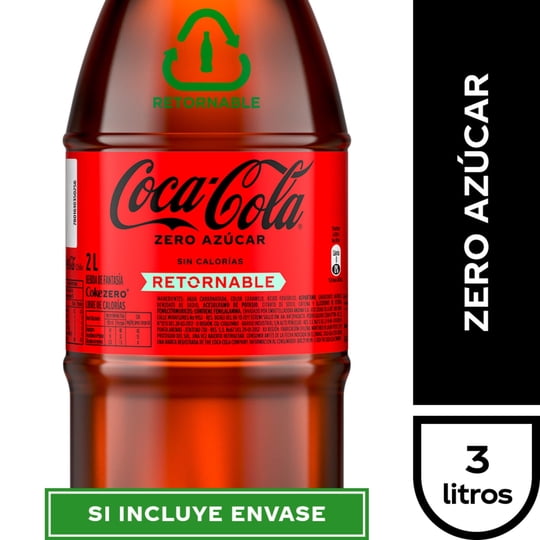 Bebida Sin Azúcar Botella Retornable 3 L Coca-Cola