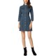 thumbnail image 2 of INSPIRE CHIC Vestido de Mezclilla para Mujer Regreso a Clases Conjunto de Maestra Vestido Camisero de Mezclilla Mini con Botones y Mangas 3/4 L Azul Medio, 2 of 6
