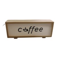 Magideal - Marco De Letrero De Café Con Lámpara De Mesa Decorativa De Decoración De La Estación De Café Ligera Para El Dormitorio De Bienvenida Café De Regalo De Color De Madera