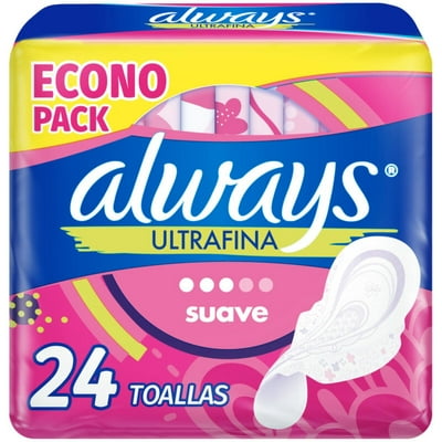 Toallas Higiénicas Ultrafina Flujo Moderado Suave 24 Un Always