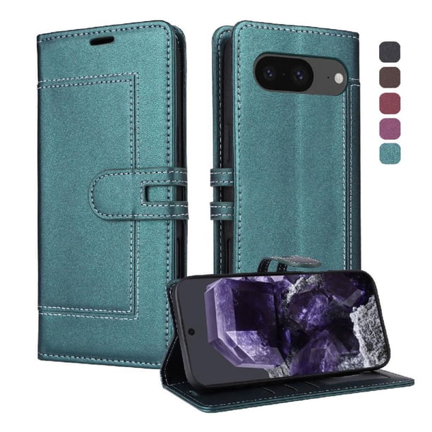 Premium Wallet Case for Google Pixel 8 with Card Slots & Kickstand, Flip Cover Green