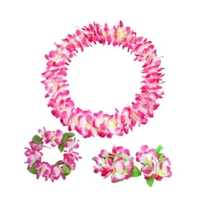 Magideal - Conjunto De Leis Hawaianos, Decoración De Corona, Leis Hawaianos, Guirnalda De Flores Artificiales Para Fiestas Temáticas De Baile Y Piscina De Hawái. Rosa