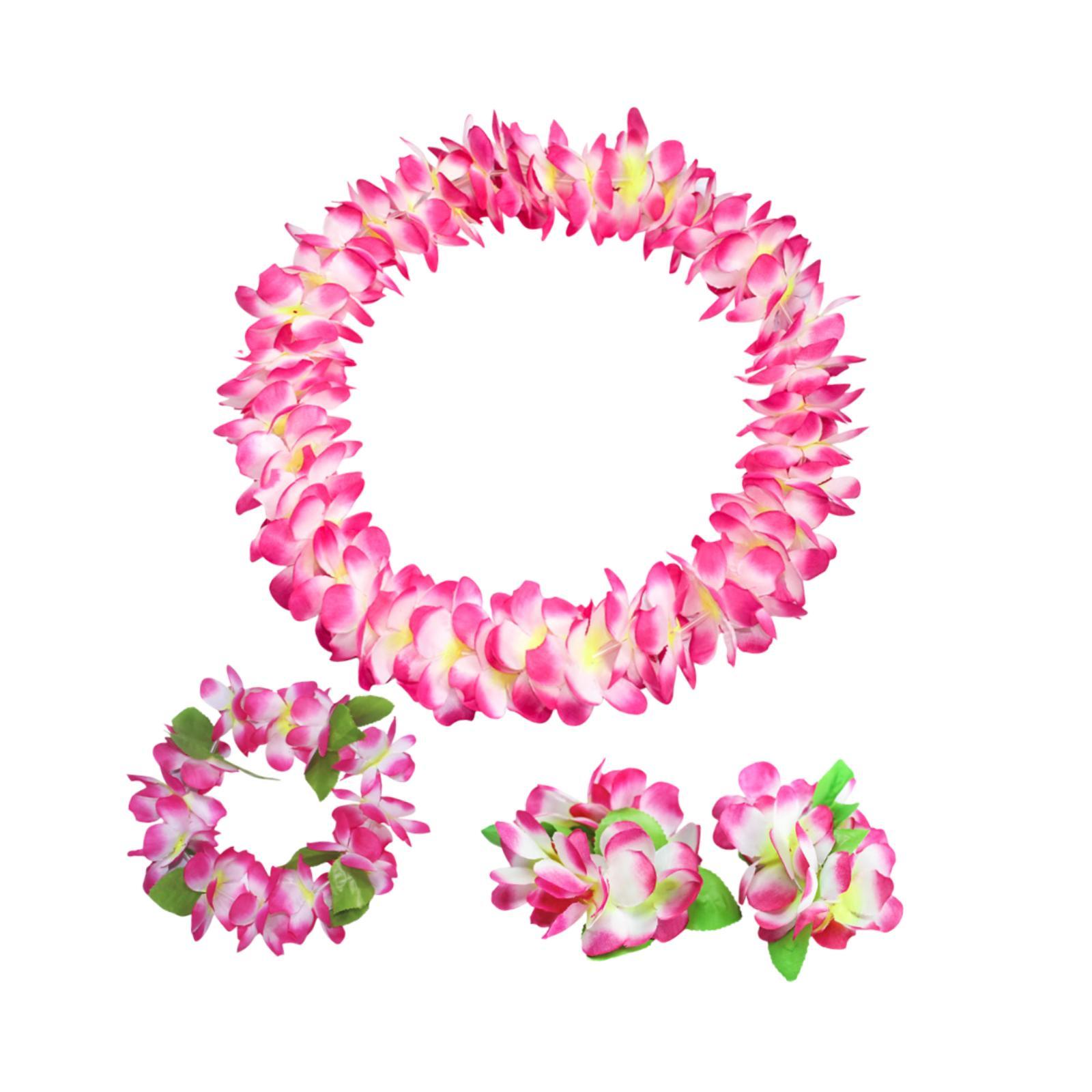 Magideal - Conjunto De Leis Hawaianos, Decoración De Corona, Leis Hawaianos, Guirnalda De Flores Artificiales Para Fiestas Temáticas De Baile Y Piscina De Hawái. Rosa
