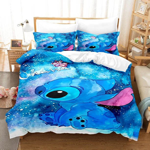 Feather duvet cover pillowcase, stitch home room bedroom bedding set queen size double bed cute boy girl duvet cover gift Bed Sheets