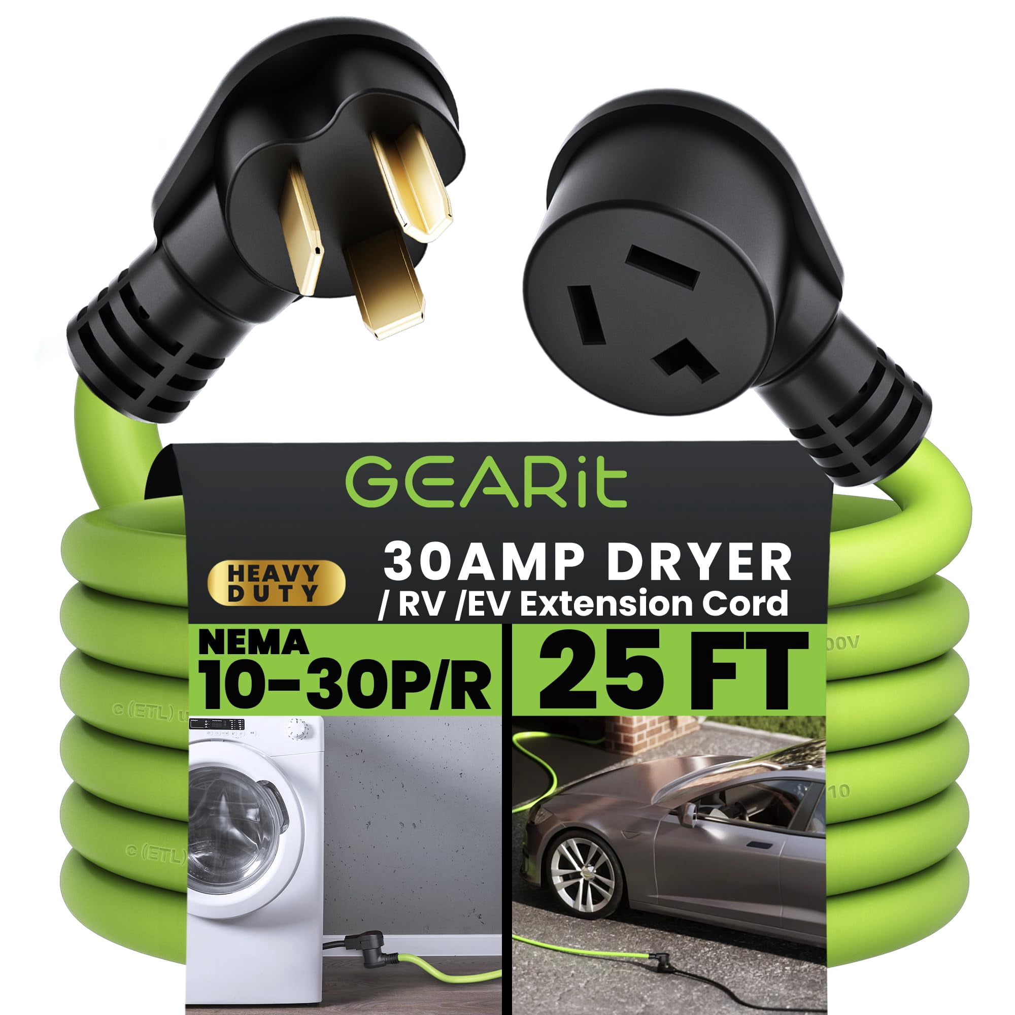 Cable De Extensión Para Secadora Gearit 7.5 M 30 Amp Nema 10-30p/r
