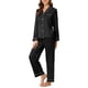 thumbnail image 4 of INSPIRE CHIC Conjunto de Pijama de Satén para Mujer de Manga Larga con Ribete en Contraste y Pantalones de Cintura Elástica M Negro, 4 of 6