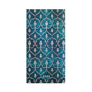 Paperblanks - Agenda 2023 Terciopelo Azul (Blue Velvet), Tapa Dura, Vista Semanal, Slim