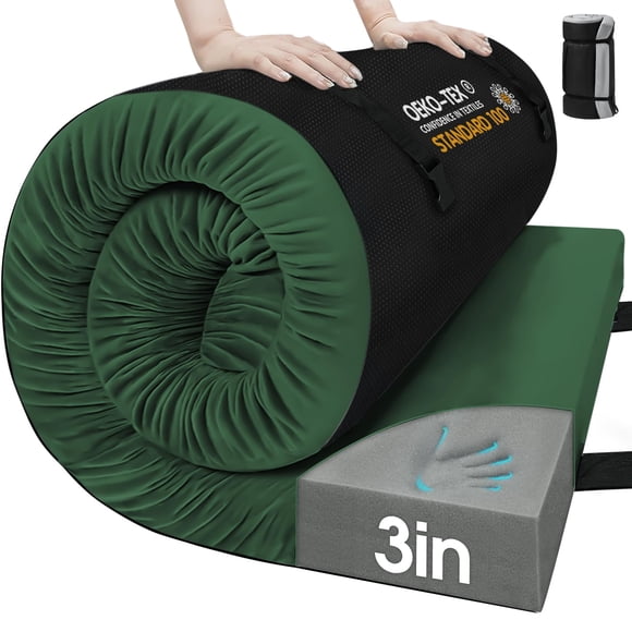 Colchón de espuma viscoelástica Cymula Twin XL para camping, 203 x 97 x 8 cm