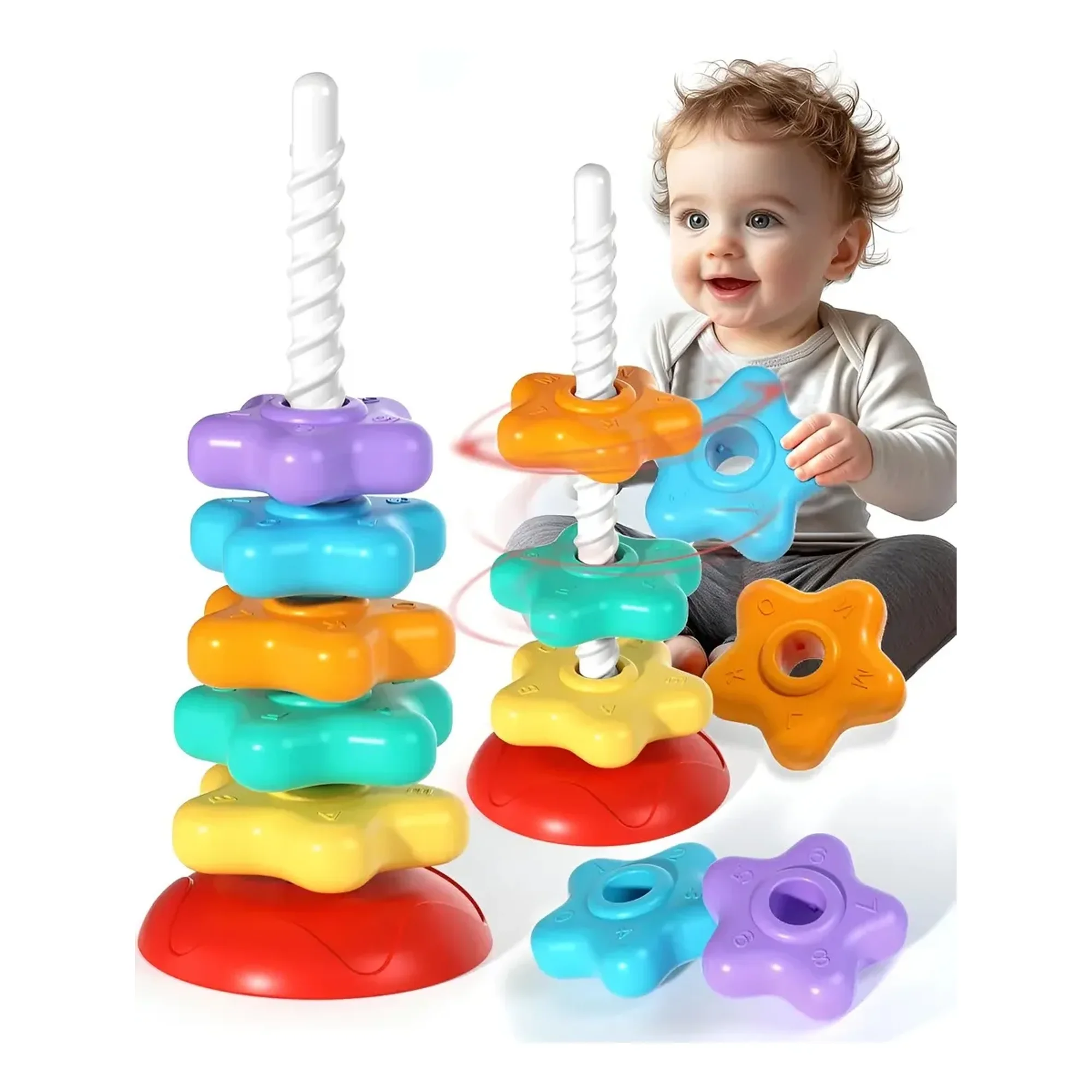 Center Web - Torre Arcoiris Apilable Giratoria Para Niños