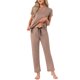 thumbnail image 2 of Conjunto de Pijamas para Mujer INSPIRE CHIC Camiseta de Manga Corta con Cuello en V y Pantalones Conjunto de Ropa de Dormir Suave de Punto Talla XL Marrón, 2 of 6