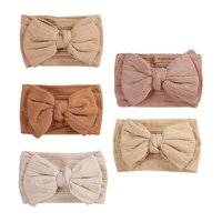 Magideal - 5X Diademas Suaves Para Bebés Lazo Para El Cabello Adorable Bowknot Turbante Tejido Para La Cabeza Diademas Para La Cabeza Para Accesorios De Fotografía Arco De Doble Capa