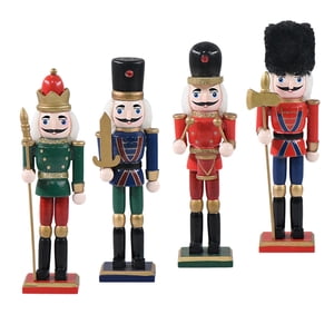 Magideal - 4X Adornos Tradicionales De Cascanueces De Madera, Figuras Decorativas, Recuerdo De Fiesta, Adorno De Muñeca, Cascanueces Coleccionable Para Estantes, Estilo A