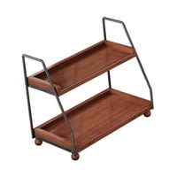 Magideal - 2 Niveles De Tazas De Tope De Tazón De Pantalla Escalonado Estante De Pasos De Escritorio Decorativo Rústico De Almacenamiento De Escritorio Rústico