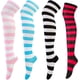 thumbnail image 1 of 4 pares de calcetines por encima de la rodilla, calcetines hasta la rodilla para mujer, calcetines de algodón a rayas por encima de la rodilla, calcetines hasta el muslo por encima de la rodilla, medi, 1 of 5