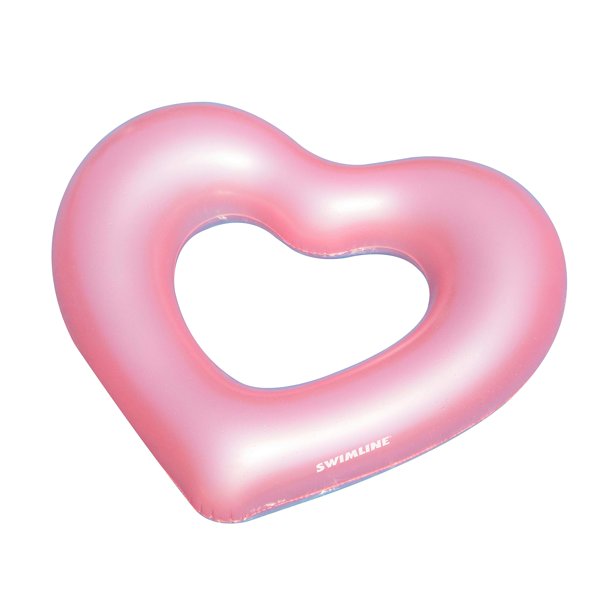 Anillo inflable para piscina Swimline con forma de corazón metálico, 127 x 114 x 28 cm