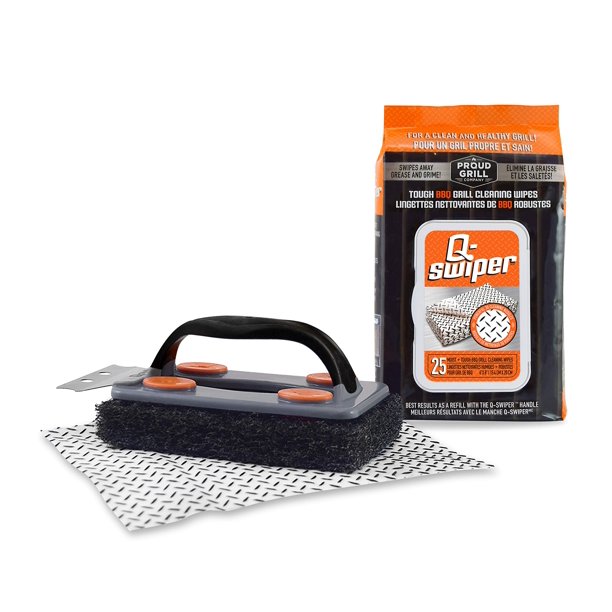Juego de limpiadores para parrillas de barbacoa Q-Swiper, 1 cepillo para parrilla con raspador