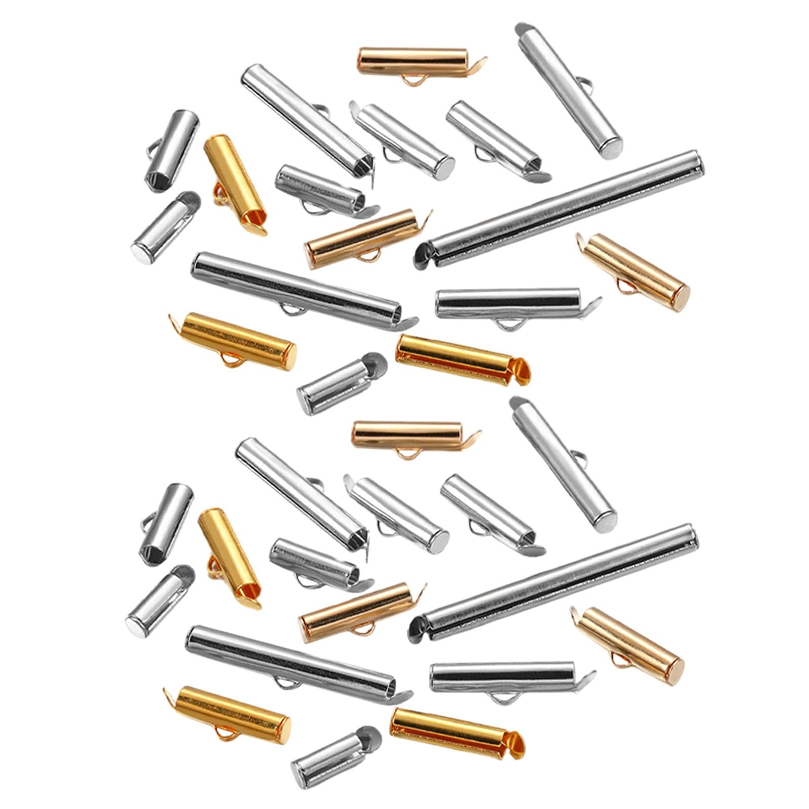 Magideal - 1 Juego De Tubos De Cierre De Extremo, Tapas De Extremo Deslizante, Conector De Extremo, Cierre Deslizante De Hierro Para Colgantes, Pulsera, Herramie Sin Cadena