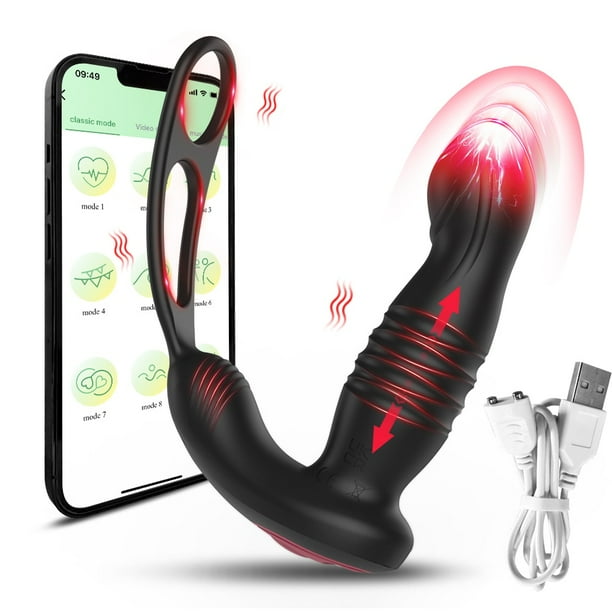 Male Thrusting Prostate Massager Bluetooth APP Control Telescopic Butt Plug Anal Vibrator Men Gay Dildo Bdsm Sex Toy for Couples