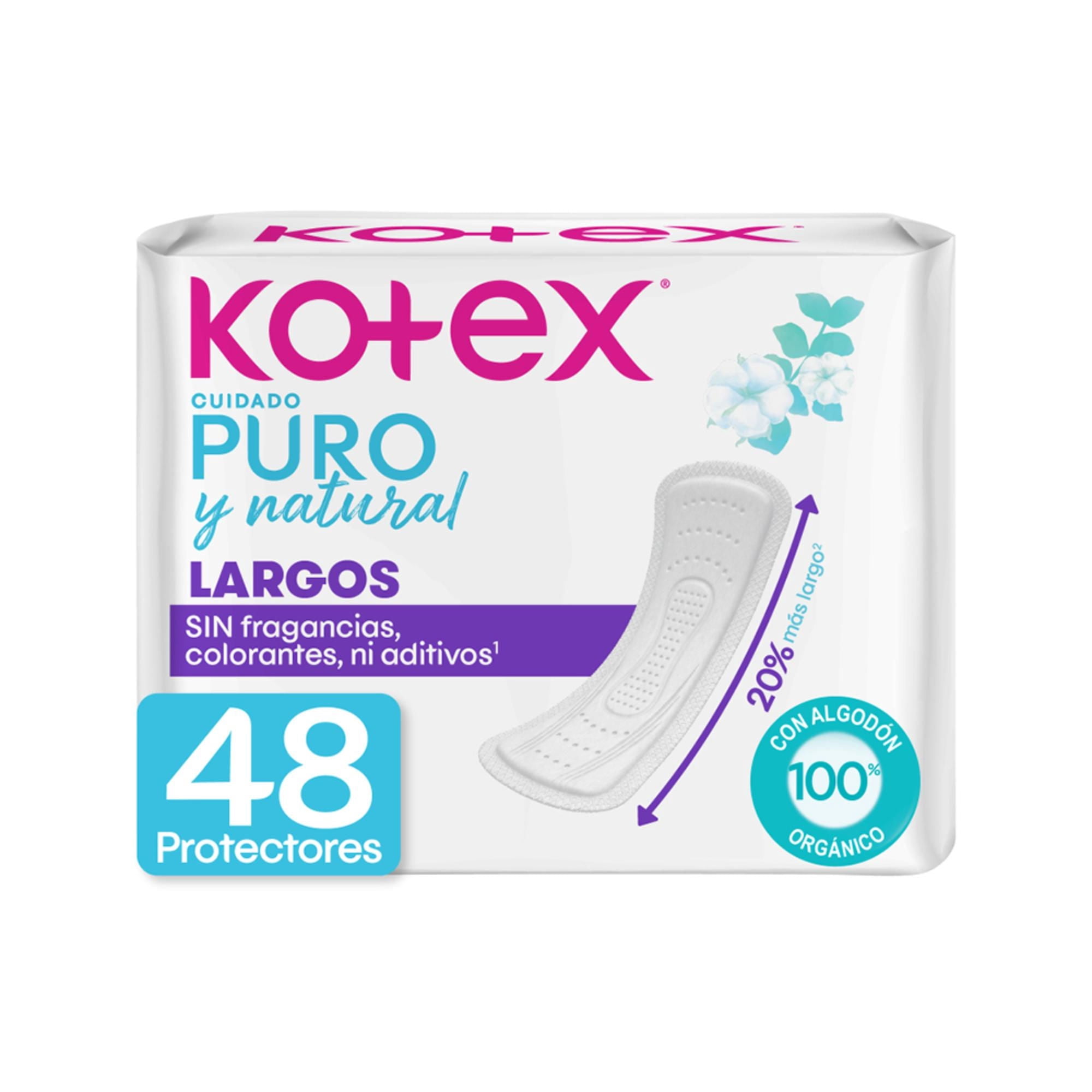 Protectores Femeninos Kotex Diarios Largos Puro Y Natural, 48 Un