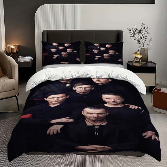 3pcs A Group Photo of Six Members of The German Electronic Rock Band Dressed in Black This Is a Three-Piece Bedding Set with an Attire Theme