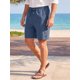 thumbnail image 4 of INSPIRE CHIC Pantalones Cortos de Lino Transpirables para Hombre con Cordón, Botones Decorativos, Largo hasta la Rodilla, Talla L, Azul Marino, 4 of 5