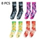 thumbnail image 1 of 4 pares de calcetines de tubo teñidos anudados multicolores, calcetines de caña alta de tendencia urbana, calcetines de moda de tendencia., 1 of 8