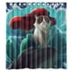 thumbnail image 1 of Cortina de ducha de La Sirenita y el Gato Gruñón, juego de cortinas de baño con ganchos, tamaño 66 x 72 pulgadas, 1 of 3