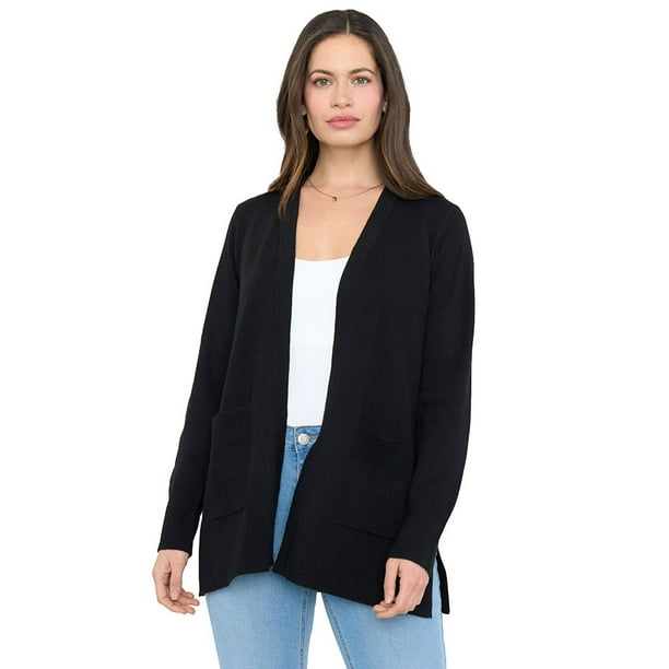 Chaleco Mujer Cárdigan Brillos Negro Corona