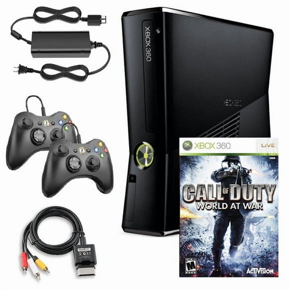 Consola Sony Xbox 360 S 250GB Negro Call Of Duty World At War 2 Controles Retrofam Negro - Reacondicionado