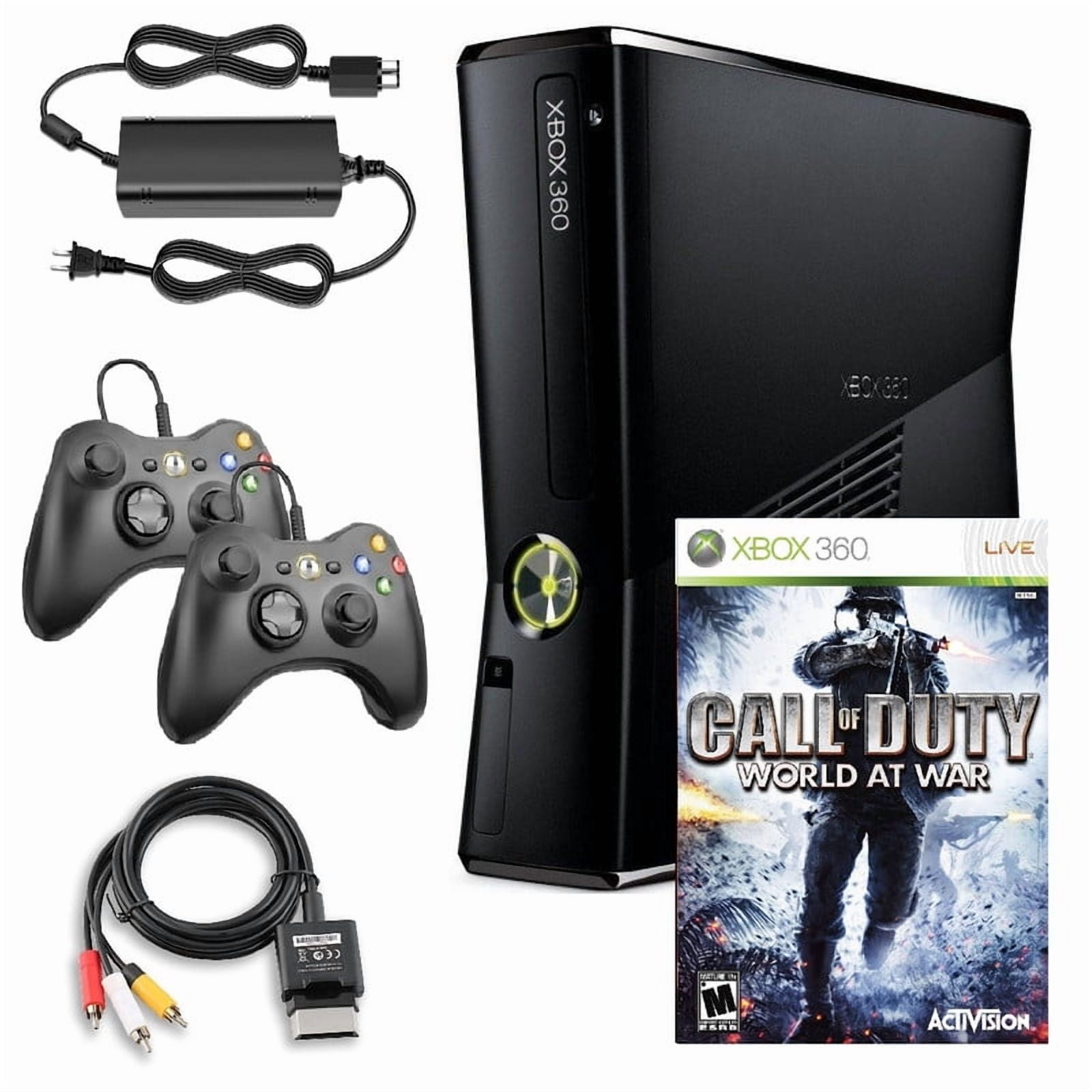 Sony - Consola Xbox 360 S 250gb Negro Call Of Duty World At War 2 Controles Retrofam Negro Reacondicionado