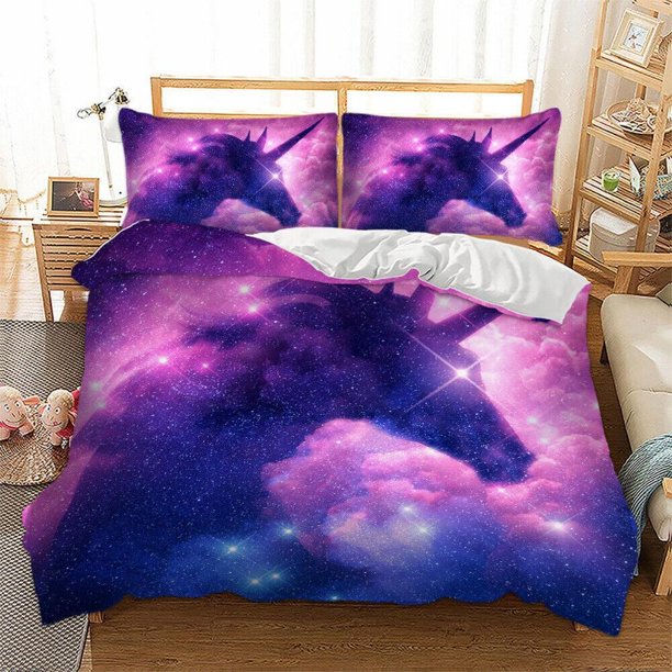 Digital Printing Horse Fairy Tale Animal Quilt Duvet Cover Set Bedroom Decor3-Piece Bedding Set