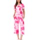 thumbnail image 1 of INSPIRE CHIC Conjunto de Pijama de Mujer con Tinte de Corbata, Cuello en V, Manga Corta, Pantalones Capri, Conjunto de Salón con Bolsillos M Rojo Rosado, 1 of 6