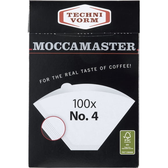 Filtros de café Moccamaster #4, papel blanco, 100 unidades
