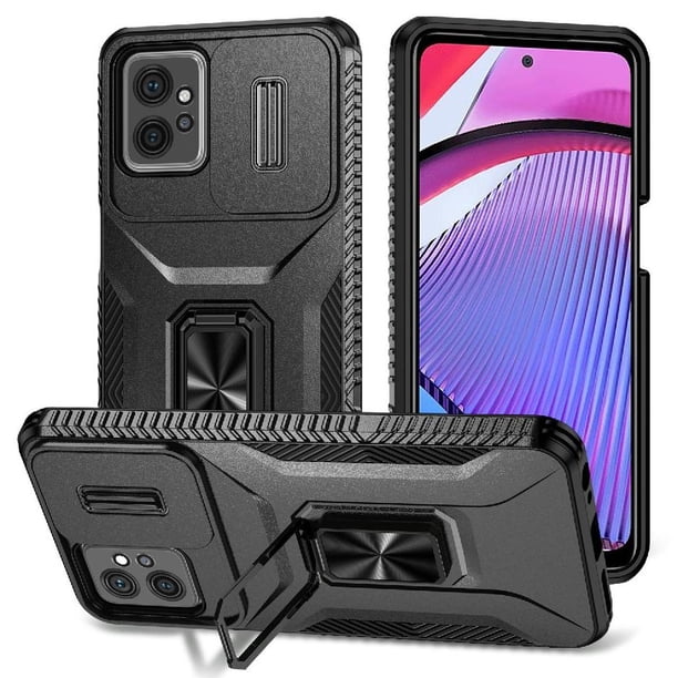Funda Armada para Motorola Moto G Power 2023 con Tapa Deslizante y Soporte Magnético Giratorio Negro
