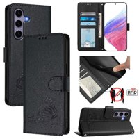 Funda Tipo Cartera Foxdock Para Samsung Galaxy S25 Con Soporte, Ranuras, Rfid, Diseño De Gato