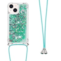 Funda Foxdock Para Iphone 13 Mini Con Cuerda Ajustable, Brillo Líquido, Protección Antigolpes Y Lente – Ideal Para Regalo