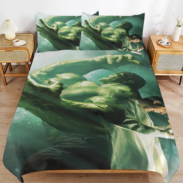 The Hulk Bedding Sets Ultra Soft Skin-Friendly Duvet Cover 3 Piece, Cute Comforter Cover Bed Set for Boys Girls Kids