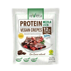 Revitta Wellness - Crepes Vegano/Vegetal + Proteína 500 Grs. Mezcla Lista (Solo Agua) Sabor Cacao
